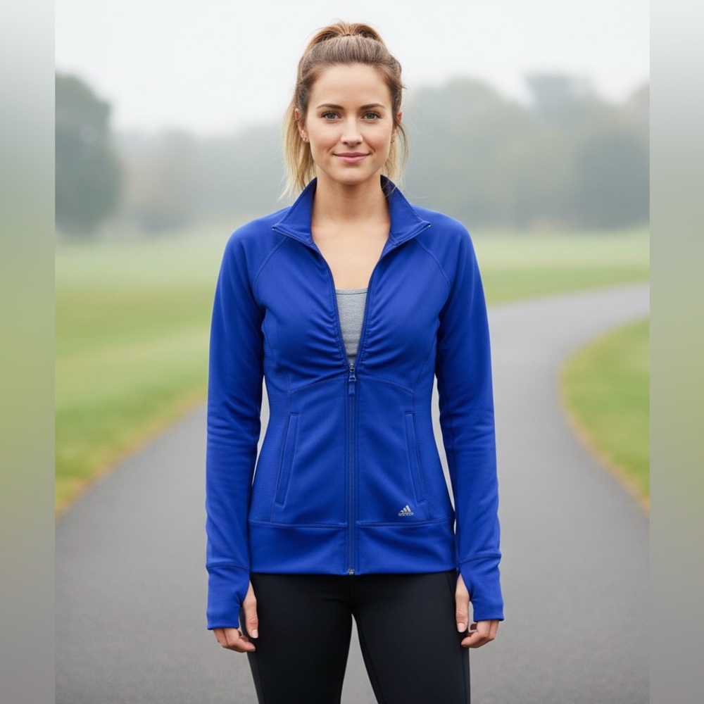 Adidas Performance purple blue Sports Jacket with Thumb Holes -xs